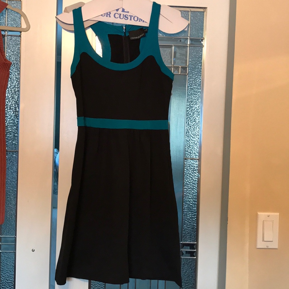 Black dress with blue detail